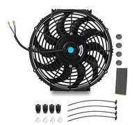FSBCGT 14 Inch Universal Slim Fan Push Pull Electric Radiator Cooling Fan with Fan Mounting Kit 12V 90W Black
