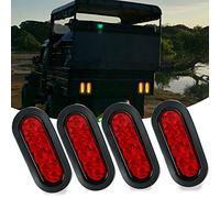 FSBCGT 4PCS Red 6" Oval 10 LED Trailer Tail Lights Kit Stop Turn Tail Brake Light Flush Mount w/Rubber Grommet for 12V Truck Trailer RV UTV Bus