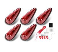 FSBCGT 5Pcs Red Teardrop Cab Light 9LED Cab Marker Light Front Top Clearance Roof Running Light w/Wires & Mounting Kit for Trucks, Pickups,Vans, Semis and RVs