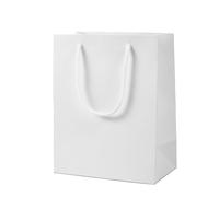 FSC Certified White Embossed Paper Gift Bag | Medium Premium Tall Bag with Cotton Rope Handles for Weddings, Birthdays & Retail | 19x24x11cm