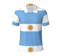 FSCEV Argentine Flag Mens Polo Shirts Short Sleeve Golf for Everyday Casual Wear Regular Fit Work Shirts