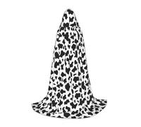 FSCEV Black & White Leopard Hooded Cape For Teenagers Grim Reaper Vampire Witch Carnival Halloween Wizard Costume