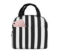 FSCEV Black & White Stripe Lunch Bag Handheld Bento Bag Picnic Miscellaneous Shopping Bag