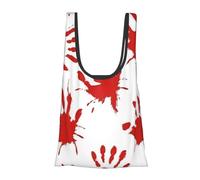 FSCEV Bloody Handprints Reusable Grocery Shopping Bag Utility Tote Cart Organizer Multi-Purpose Storage Pouch