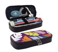 FSCEV Bright Colorful Weed Leather Pencil Case Stationery Portable Multifunctional Storage Bag Academy Supplies