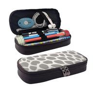 FSCEV Brown Pattern Leopard Leather Pencil Case Stationery Portable Multifunctional Storage Bag Academy Supplies