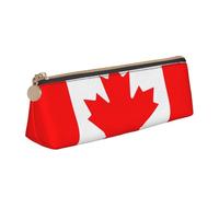 FSCEV Canadian Flag Leather Pencil Case Lightweight Small Pencils Cases Stationery Bag