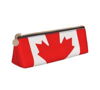FSCEV Canadian Flag Leather Pencil Case Lightweight Small Pencils Cases Stationery Bag