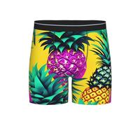 FSCEV Colorful Pineapple Men'S Extended Underwear Adults Cool Zone Boxer Briefs Stretch Home Exercise Yoga Black