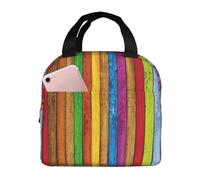 FSCEV Colour Wooden Lunch Bag Handheld Bento Bag Picnic Miscellaneous Shopping Bag