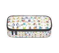 FSCEV Colourful Animal Alphabet Pencil Case Big Capacity Pencil Pen Case Office Large Storage Bag Pouch Holder