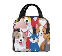 FSCEV Colourful Cartoon Horses Lunch Bag Handheld Bento Bag Picnic Miscellaneous Shopping Bag
