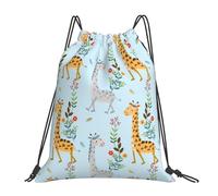 FSCEV Cute Giraffe Flowers Drawstring Bags Gym Bag Leisure Daily Backpack Hiking Travel Backpack