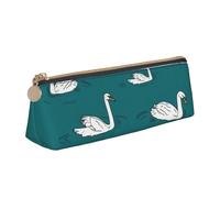 FSCEV Cute Swans Leather Pencil Case Lightweight Small Pencils Cases Stationery Bag