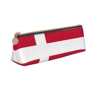 FSCEV Danish Flag Leather Pencil Case Lightweight Small Pencils Cases Stationery Bag