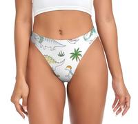 Fscev Dinosaur Walking Women'S G-String Bikini Classic Everyday Thongs Low Waist Sports Soft Stretchy Black