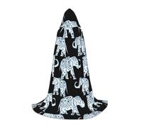 FSCEV Elephant-Blue Black Hooded Cape For Teenagers Grim Reaper Vampire Witch Carnival Halloween Wizard Costume