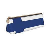 FSCEV Finnish Flag Leather Pencil Case Lightweight Small Pencils Cases Stationery Bag