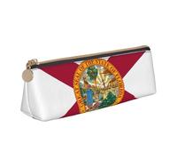 FSCEV Flag of Florida Leather Pencil Case Lightweight Small Pencils Cases Stationery Bag