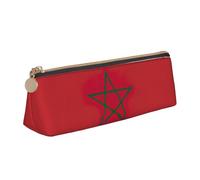 FSCEV Flag of Morocco Leather Pencil Case Lightweight Small Pencils Cases Stationery Bag