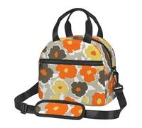 FSCEV Floral Pattern Lunch Bag Reusable Hand Carried Crossbody Warm Fresh-Keeping Bag