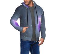 FSCEV Galaxy Starry Space Purple Starry Men'S Hoodie With Zip Sweatshirt With Pockets Jacket Cardigan Sweater Daily Wear