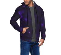 FSCEV Galaxy Starry Space Purple Starry Men'S Hoodie With Zip Sweatshirt With Pockets Jacket Cardigan Sweater Daily Wear