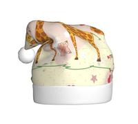 FSCEV Giraffe Heart Flower Butterfly Christmas Hat For Adult Plush Santa Hat For Christmas New Year Festive Holiday Gifts