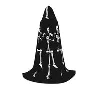 FSCEV Halloween Posable Skeleton Skull Hooded Cape For Teenagers Grim Reaper Vampire Witch Carnival Halloween Wizard Costume