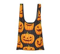 FSCEV Halloween Pumpkin Patterns Reusable Grocery Shopping Bag Utility Tote Cart Organizer Multi-Purpose Storage Pouch