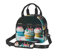 FSCEV Happy Birthday Cakes Lunch Bag Reusable Hand Carried Crossbody Warm Fresh-Keeping Bag