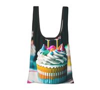 FSCEV Happy Birthday Cakes Reusable Grocery Shopping Bag Utility Tote Cart Organizer Multi-Purpose Storage Pouch
