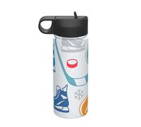 FSCEV Hockey Elements Creative Patterned 18oz Sports Insulated Kettle Stainless Steel Vacuum Sports Outdoor Daily Household Use