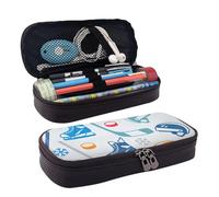 FSCEV Hockey Elements Creative Patterned Leather Pencil Case Stationery Portable Multifunctional Storage Bag Academy Supplies