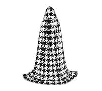 FSCEV Houndstooth Black Hooded Cape For Teenagers Grim Reaper Vampire Witch Carnival Halloween Wizard Costume