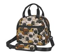 FSCEV Imagen De Pug Lunch Bag Reusable Hand Carried Crossbody Warm Fresh-Keeping Bag
