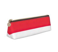 FSCEV Indonesian Flag Leather Pencil Case Lightweight Small Pencils Cases Stationery Bag
