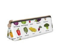 FSCEV Introduction of Various Vegetables Leather Pencil Case Lightweight Small Pencils Cases Stationery Bag