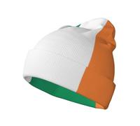 FSCEV Irish Flag Knitted Hat Cold Winter Hats Warm Unisex Classic Home and Working Outdoor Activities Black