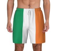 FSCEV Irish Flag Mens Swim Shorts with Stretch Compression Liner Bathing Suit Swimming Shorts White