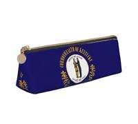 FSCEV Kentucky State Flag Leather Pencil Case Lightweight Small Pencils Cases Stationery Bag