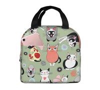 FSCEV Lovely Cartoon Cats Lunch Bag Handheld Bento Bag Picnic Miscellaneous Shopping Bag