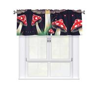 FSCEV Magic Mushrooms Curtains With Short Poles 54x18in For Small Window Fancy Window Valance Home Decoration