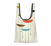 FSCEV Mid Century Modern Prints Reusable Grocery Shopping Bag Utility Tote Cart Organizer Multi-Purpose Storage Pouch