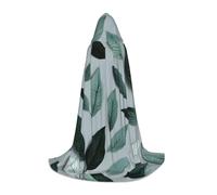 FSCEV Mint Gray Leaf Hooded Cape For Teenagers Grim Reaper Vampire Witch Carnival Halloween Wizard Costume