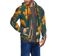 FSCEV National Parks Sunshine Trees Men'S Hoodie With Zip Sweatshirt With Pockets Jacket Cardigan Sweater Daily Wear Black