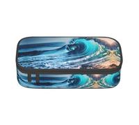 FSCEV Ocean Sea Wave Pencil Case Big Capacity Pencil Pen Case Office Large Storage Bag Pouch Holder