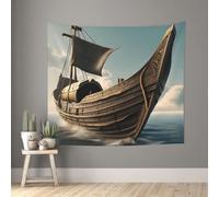 FSCEV Old Viking Boat Tapestry 60x51in Wall Hanging Art For Bedroom Living Room Home Decoration Aesthetic