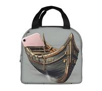 FSCEV Old Viking Boats Lunch Bag Handheld Bento Bag Picnic Miscellaneous Shopping Bag