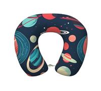 FSCEV Outer Space Planets Memory Foam Travel Pillow For Adults Basics Semicircular Neck Pillow Holiday Essentials